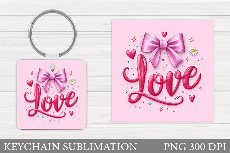 Love Keychain Design. Valentine Keychain Sublimation