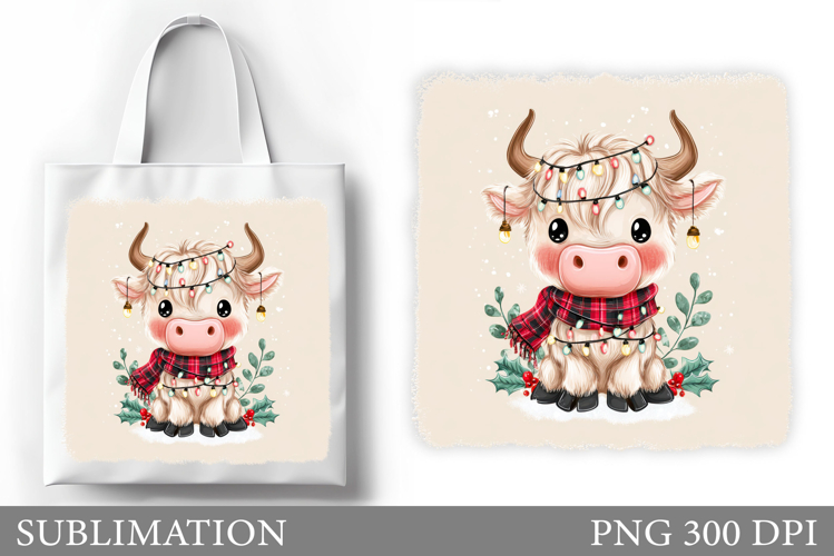 Christmas Cow Tote Bag. Christmas Tote Bag Sublimation