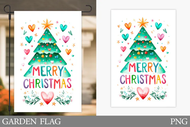 Merry Christmas Garden Flag. Christmas Garden Flag Design