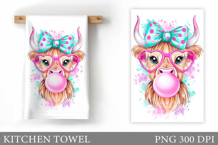Cute Cow Kitchen Towel Design. Cow Cow Sublimation example image 1