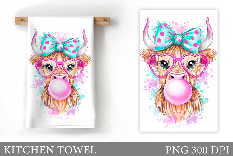 Cute Cow Kitchen Towel Design. Cow Cow Sublimation