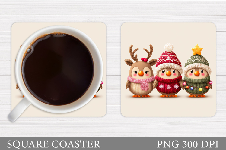 Christmas Bird Coaster Sublimation. Christmas Coaster Design