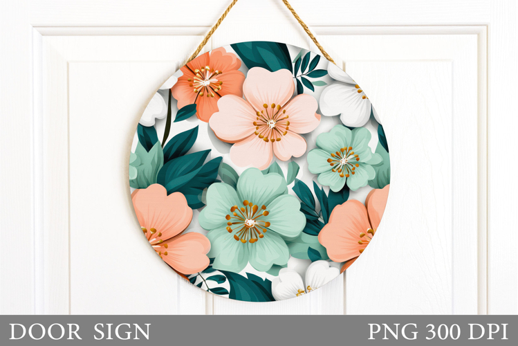 Flowers Door Sign Design. Floral Door Sign Sublimation