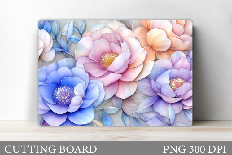 Peony Cutting Board Sublimation. Floral Cutting Board Design