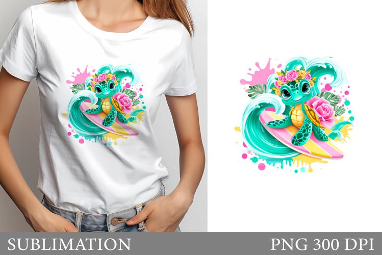 Cute Turtle T-Shirt Design. Cute Turtle Sublimation