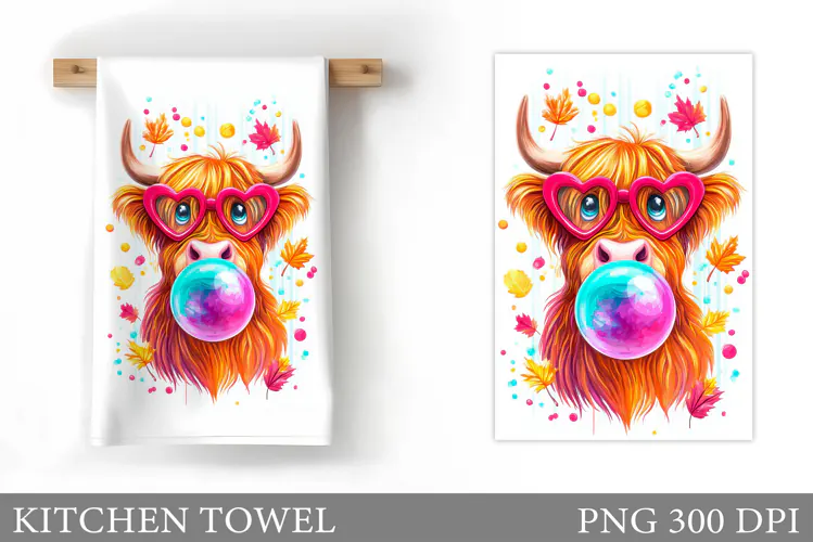 Fall Cow Kitchen Towel. Fall Kitchen Towel Sublimation