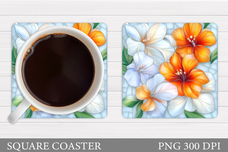 Flowers Coaster Sublimation. Floral Coaster Design