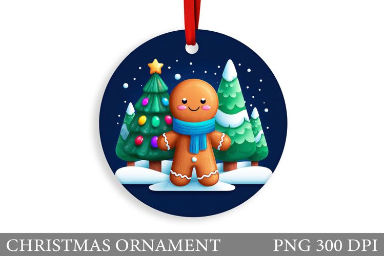 Gingerbread Christmas Ornament. Cute Raccoon Sublimation