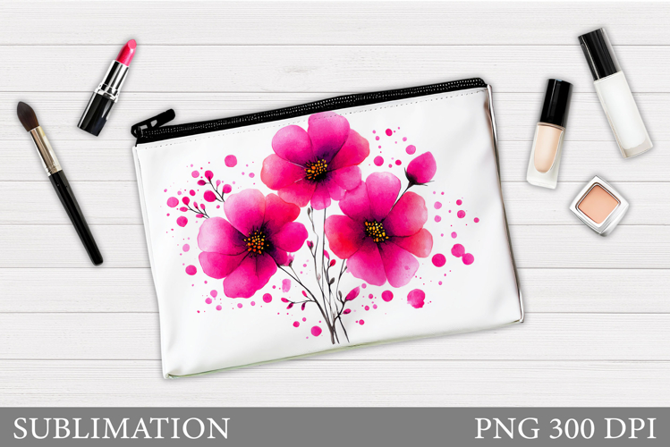 Flowers Makeup Bag Design. Floral Cosmetics Bag Sublimation