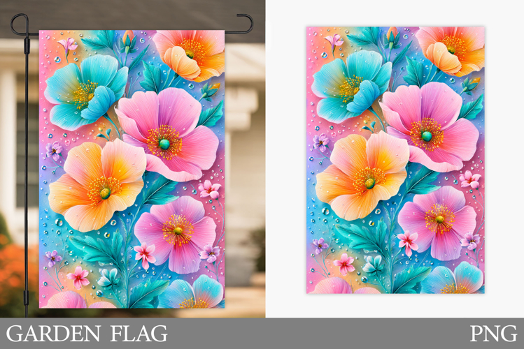 Floral Garden Flag Design. Flowers Garden Flag Sublimation