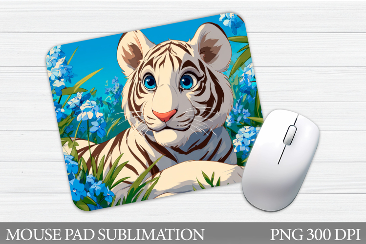 Tiger Mouse Pad Design. Tiger Flowers Sublimation