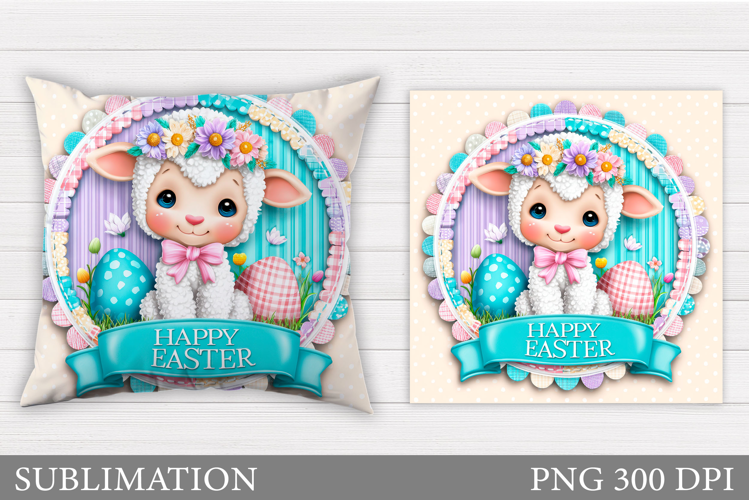 Easter Lamb Pillow Design. Easter Pillow Sublimation