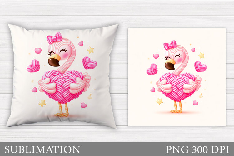Valentines Flamingo Pillow. Valentines Pillow Sublimation example image 1