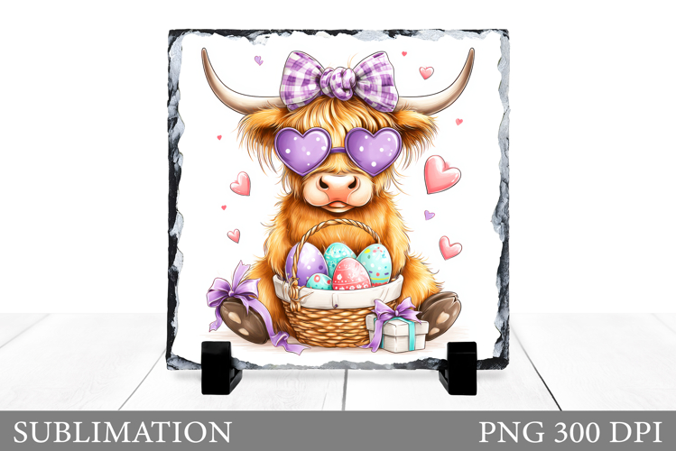 Easter Cow Sublimation. Easter Cow Slate Design