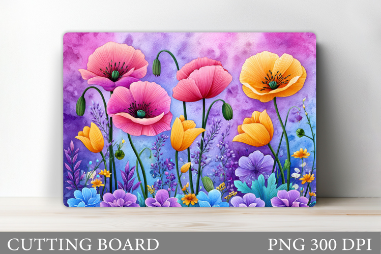 Flowers Cutting Board Design. Floral Sublimation