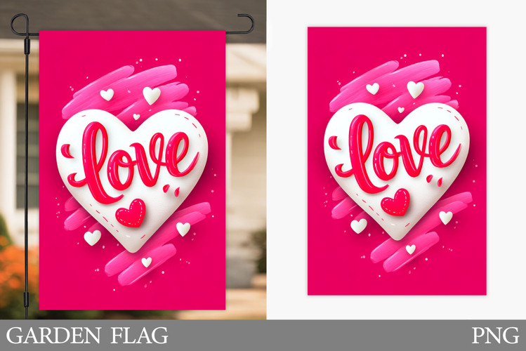 Valentine Garden Flag Design. Valentines Heart Garden Flag