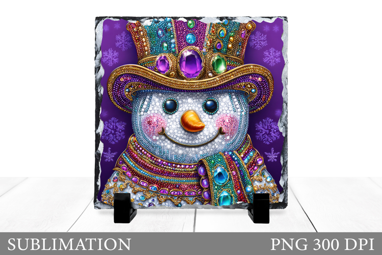 Sparkling Snowman Slate Design. Cute Snowman Sublimation