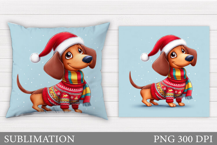 Christmas Dog Pillow Design. Christmas Pillow Sublimation example image 1