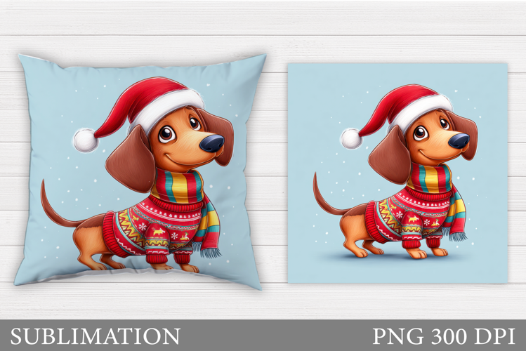 Christmas Dog Pillow Design. Christmas Pillow Sublimation