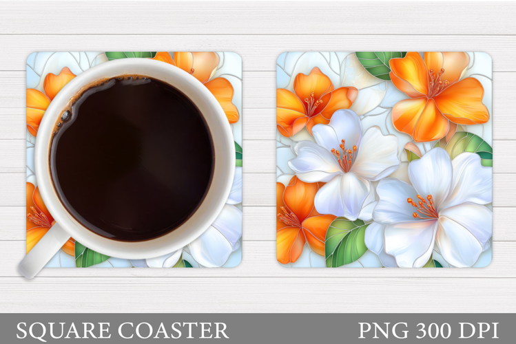 Flowers Coaster Sublimation. Floral Coaster Design