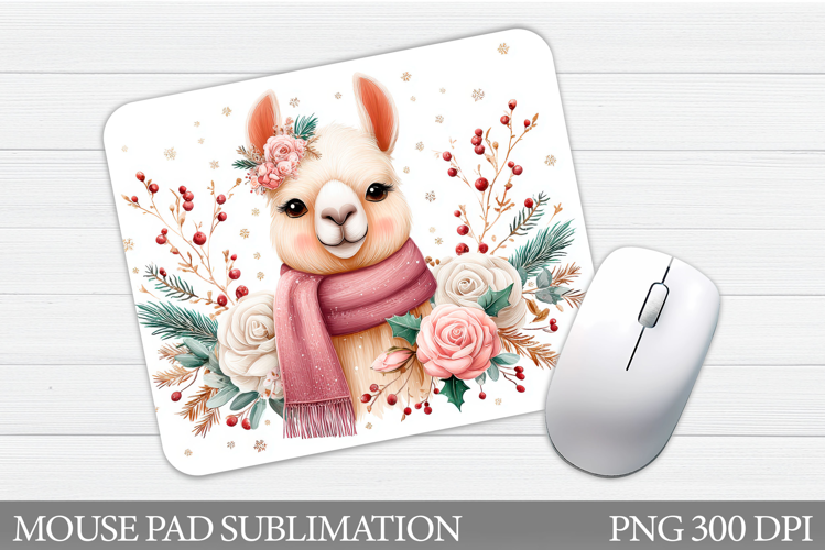 Cute Lama Mouse Pad Design. Christmas Mouse Pad Sublimation