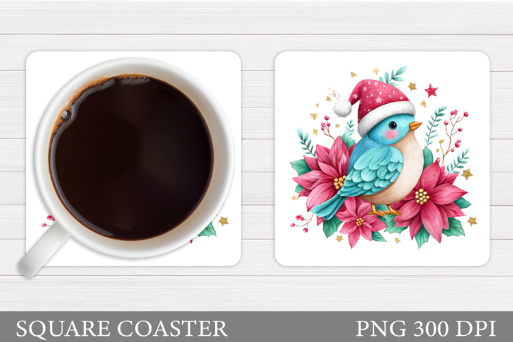 Christmas Bird Coaster Sublimation. Christmas Coaster Design
