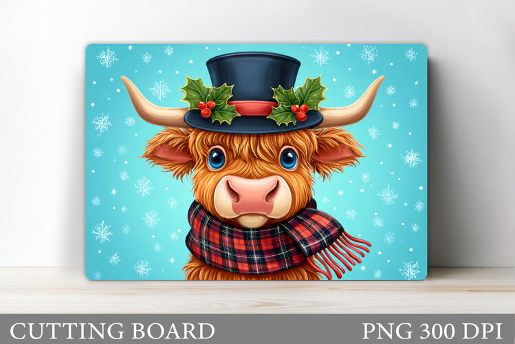 Christmas Cow Cutting Board. Christmas Cutting Board example image 1