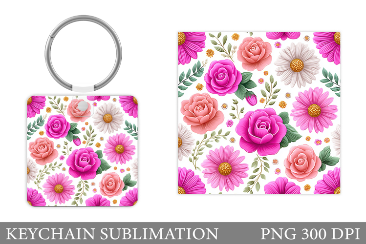 Roses Keychain Sublimation. Flowers Keychain Design