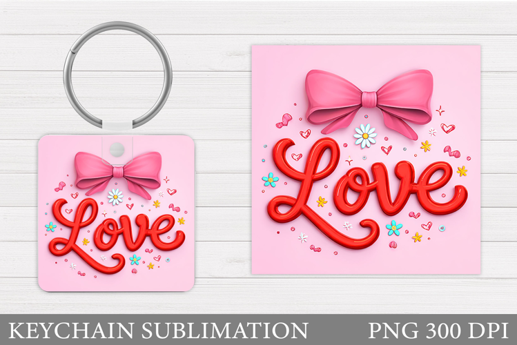 Love Keychain Design. Valentine Keychain Sublimation