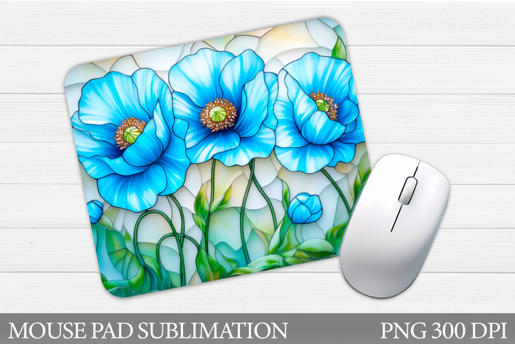 Poppies Mouse Pad Sublimation. Floral Mouse Pad Design