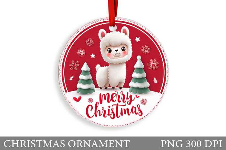 Cute Lama Christmas Ornament. Christmas Ornament Design example image 1