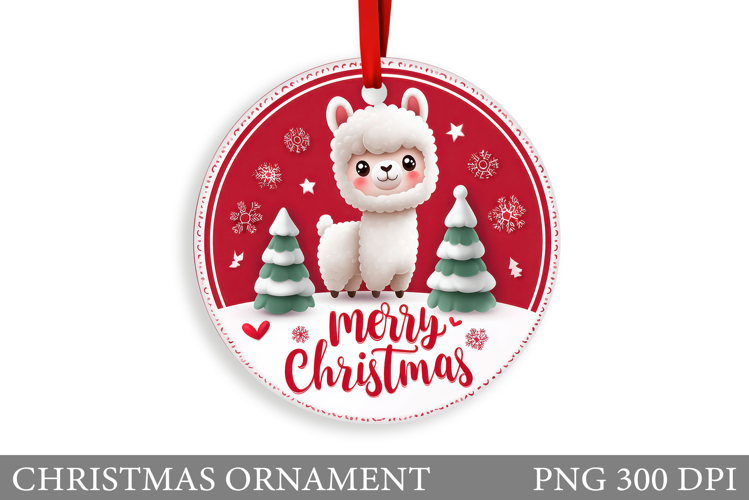 Cute Lama Christmas Ornament. Christmas Ornament Design