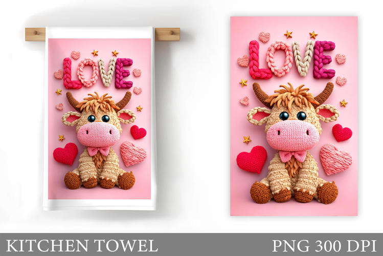 Valentines Cow Kitchen Towel. Valentine Kitchen Towel Design