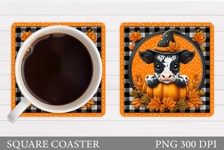Fall Cow Coaster Design. Fall Coaster Sublimation
