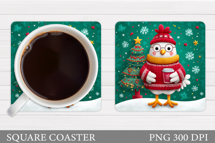 Christmas Chicken Coaster. Christmas Coaster Sublimation