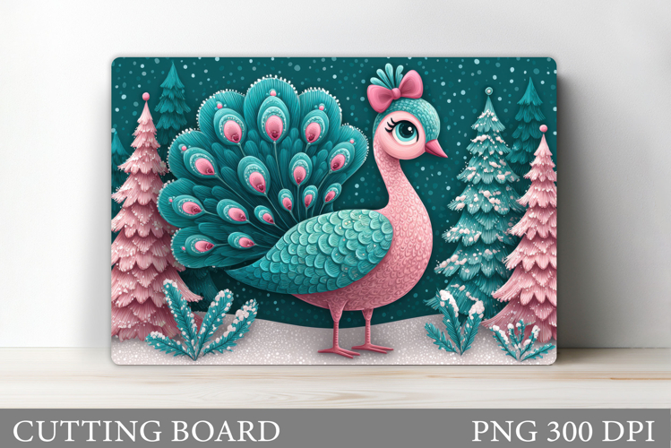 Christmas Peacock Cutting Board. Christmas Cutting Board