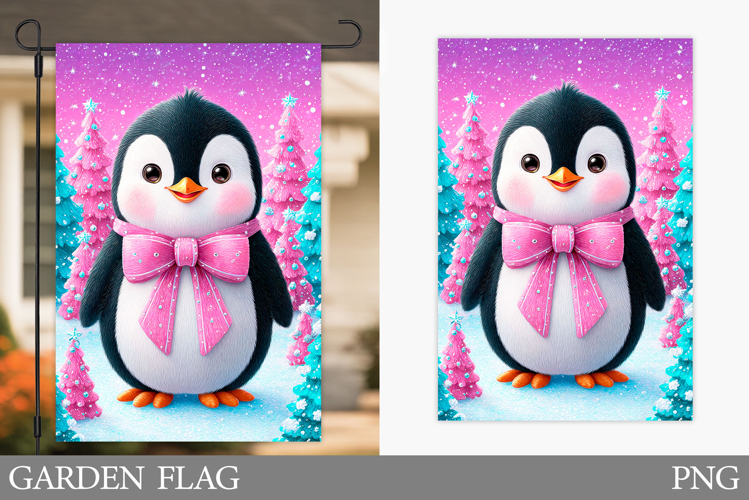 Penguin Garden Flag. Christmas Garden Flag Sublimation