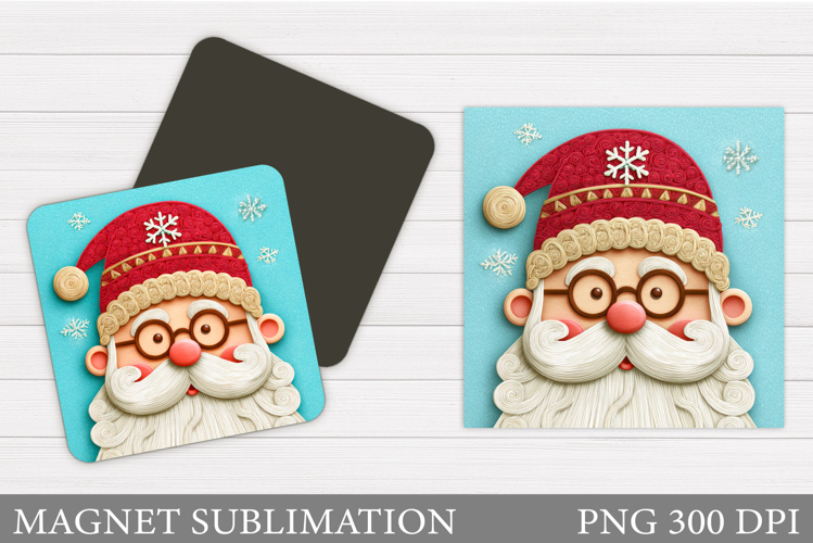 Santa Claus Magnet Design. Christmas Magnet Sublimation