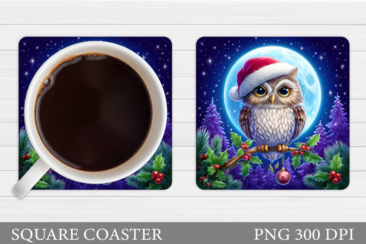Christmas Owl Coaster Design. Christmas Coaster Sublimation