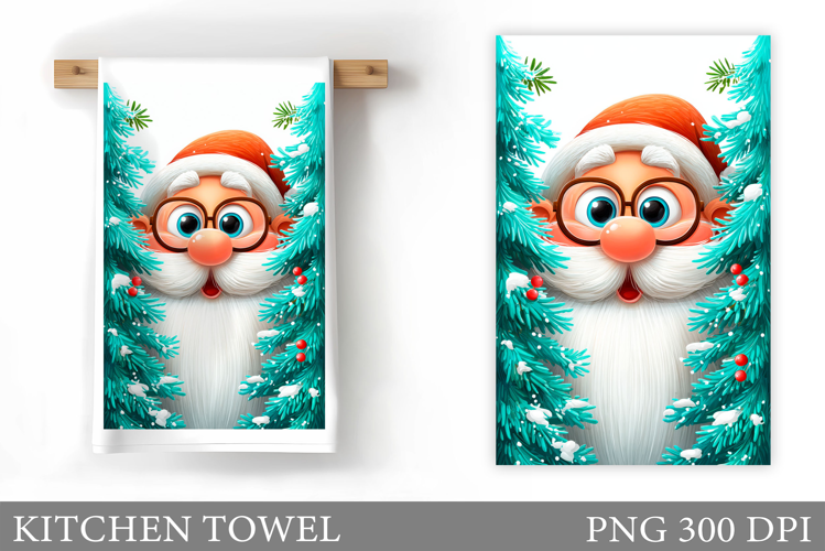 Santa Claus Kitchen Towel. Christmas Kitchen Towel Design