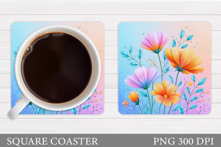 Floral Coaster Design. Flowers Coaster Sublimation