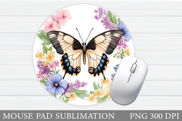 Butterfly Mouse Pad Design. Flowers Mouse Pad Sublimation example image 1