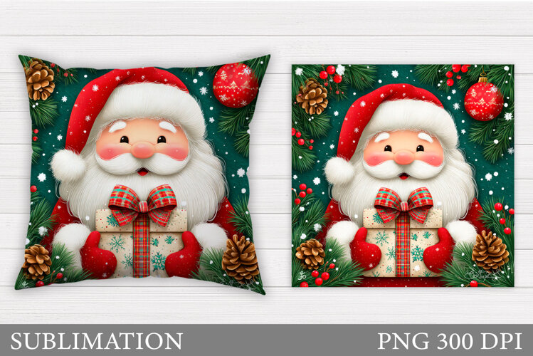 Santa Claus Pillow Design. Christmas Pillow Sublimation example image 1