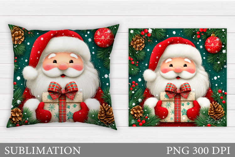 Santa Claus Pillow Design. Christmas Pillow Sublimation
