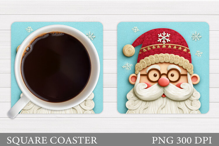 Cute Santa Coaster Sublimation. Santa Claus Coaster Design example image 1