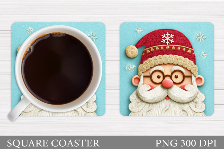 Cute Santa Coaster Sublimation. Santa Claus Coaster Design
