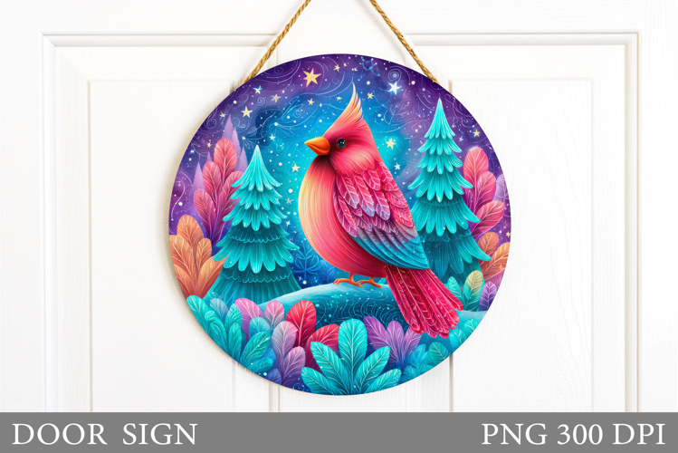 Cardinal Door Sign Design. Christmas Door Sign Sublimation