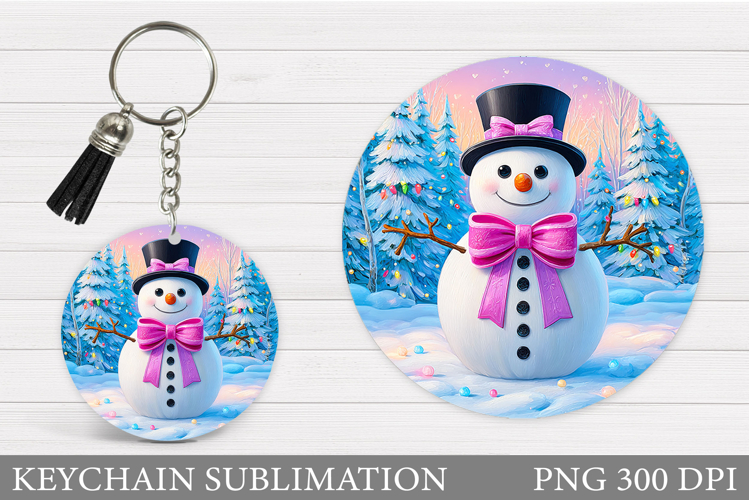Christmas Snowman Keychain. Christmas Keychain Design