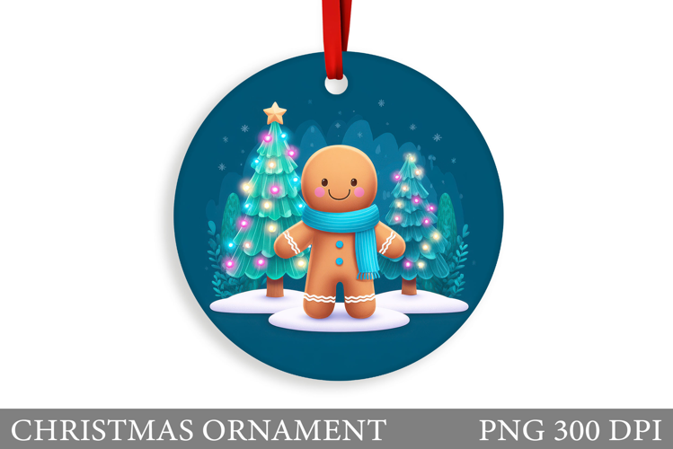 Gingerbread Christmas Ornament. Cute Raccoon Sublimation