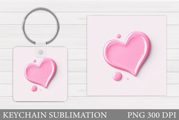 Heart Keychain Design. Valentine Keychain Sublimation example image 1